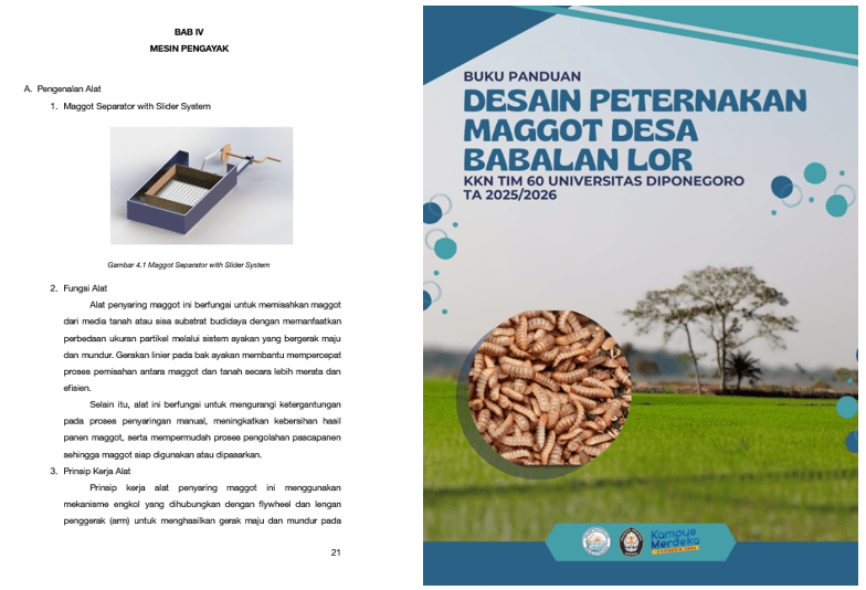 Mahasiswa KKN UNDIP Rancang Alat Pemisah Maggot untuk Dukung Program BUMDes di Desa Babalan Lor 2 Mahasiswa KKN UNDIP Rancang Alat Pemisah Maggot untuk Dukung Program BUMDes di Desa Babalan Lor
