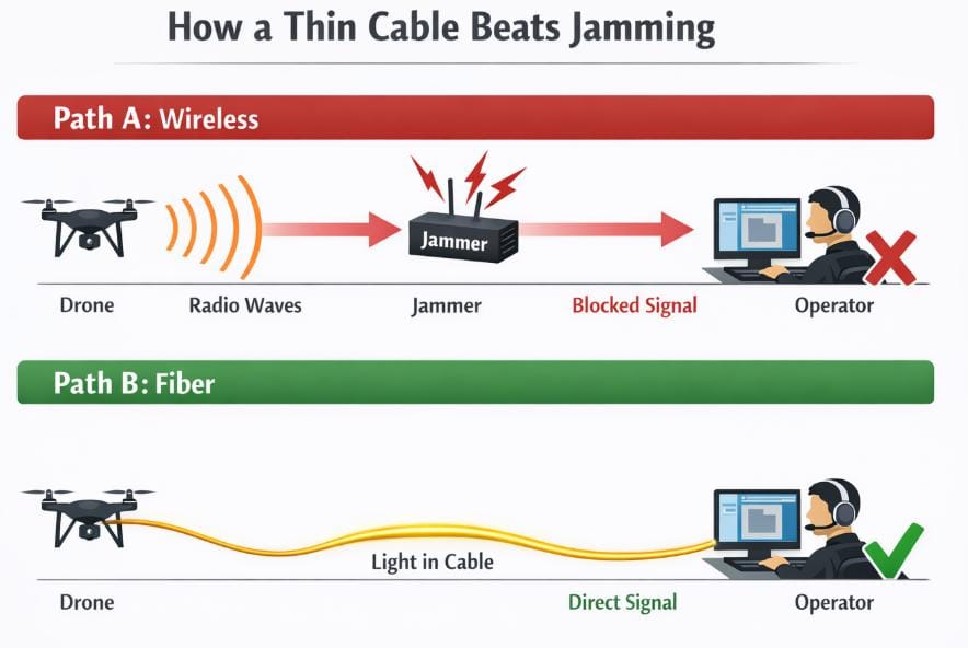 Menarik Kabel di Medan Tempur: Penggunaan Kabel Fiber Optik di Perang Ukraina 2 Why Fiber Optics are Resistant to Jamming